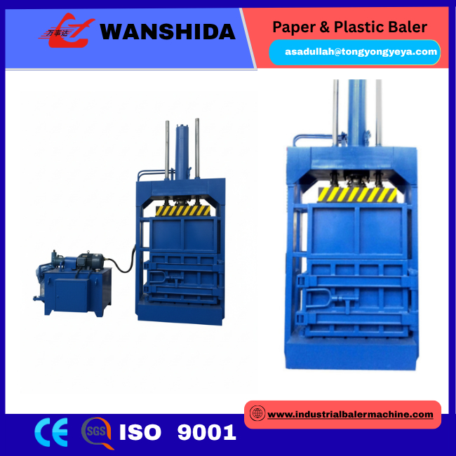 Height 1200mm Vertical Baler Machine 15kW Vertical Bale Press For Waste Papers